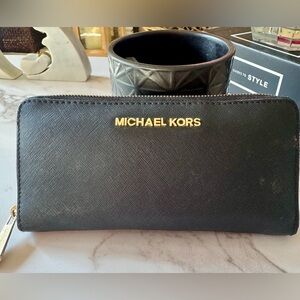 Michael Kors Black Zip-Around Wallet